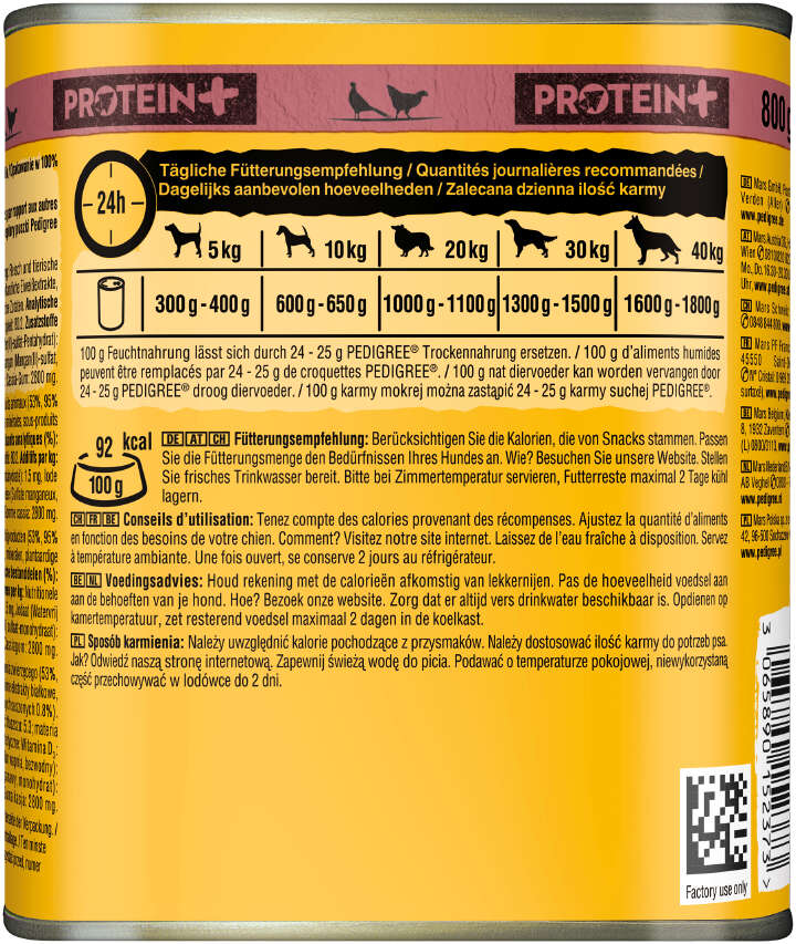 Pedigree Hunde-Nassfutter Protein+ in Pastete mit Wild und Geflügel